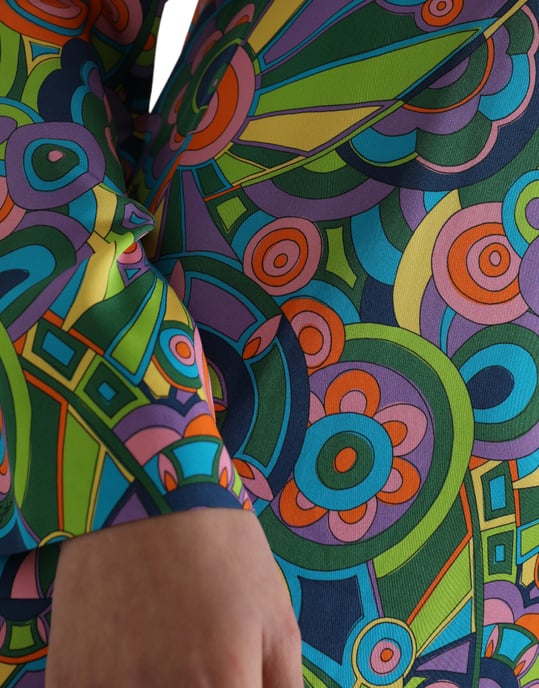 Op Art Mini Klänning Med Juvelkrage Lång Ärmar - Image 6