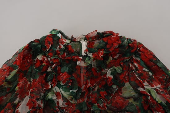 Floral Print Mini Dress Red And Green Geranium - Image 5