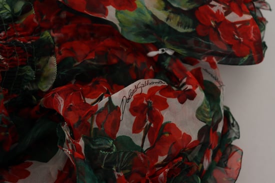 Floral Print Mini Dress Red And Green Geranium - Image 6