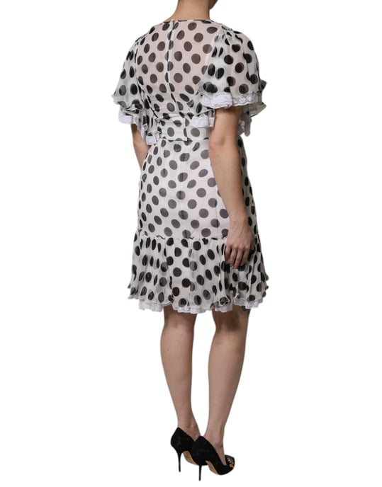 Polka Dot Mini Jurk Ruches Kant - Image 5