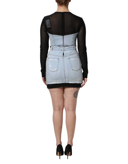 Denim Miniklänning Sliten Design - Image 4
