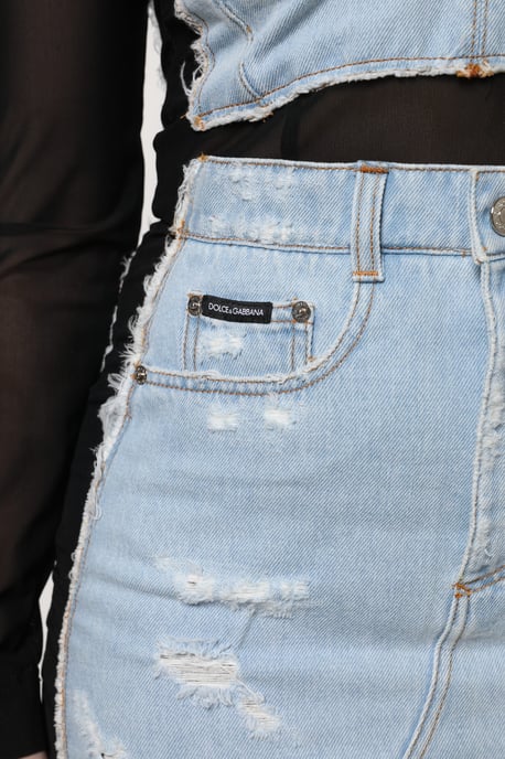 Denim Miniklänning Sliten Design - Image 6