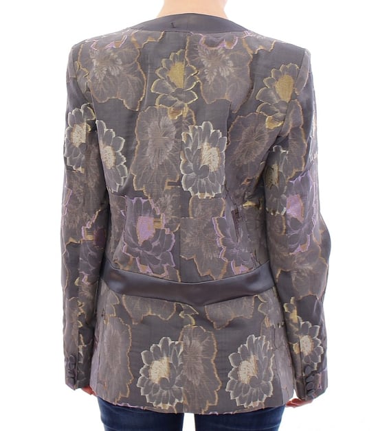Bloemige Brocade Blazer Lange Mouwen V-hals - Image 3