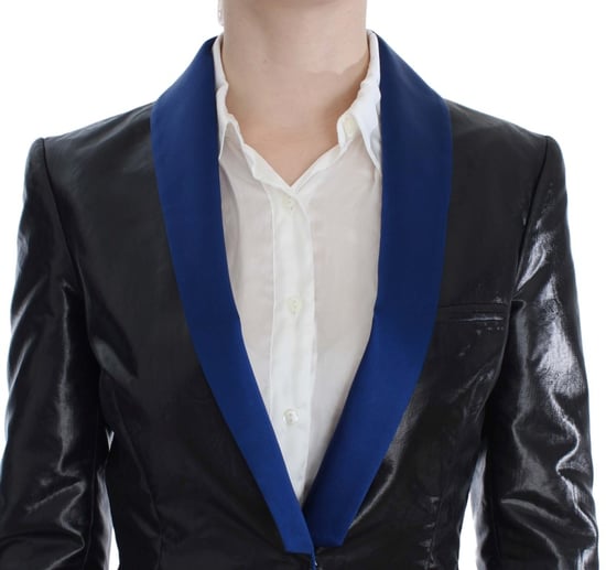 Svart Blazer Kjol Kostym Blå Kontrast - Image 4