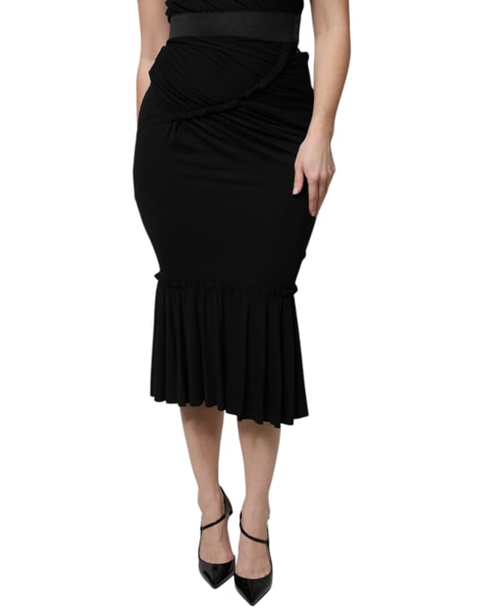 Dolce Gabbana Geplooide Jersey Midi Rok - Image 2