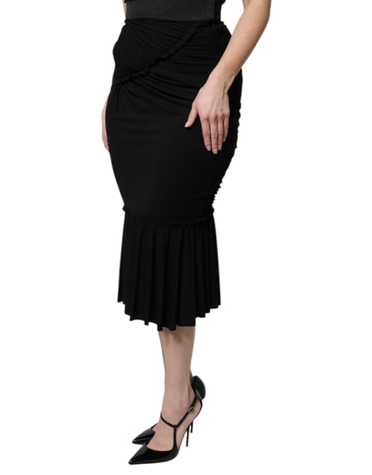 Dolce Gabbana Geplooide Jersey Midi Rok - Image 3