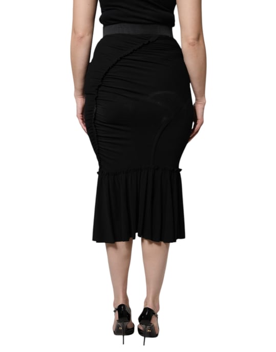 Dolce Gabbana Geplooide Jersey Midi Rok - Image 4