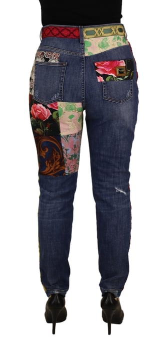 Dolce Gabbana Floral Patch Jeans Distressed Denim - Image 2