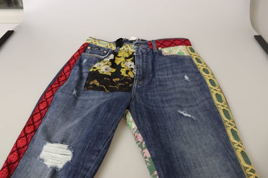 Dolce Gabbana Floral Patch Jeans Distressed Denim - Image 6