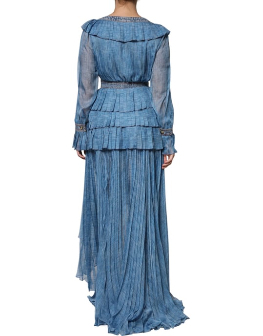 Pleated Maxi Dress High-low Hem - Image 4