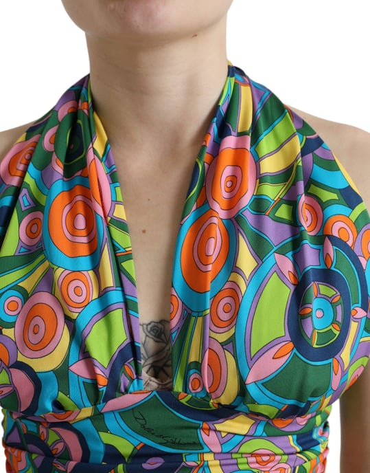 Halter Neck Crop Top Abstract Print - Image 4