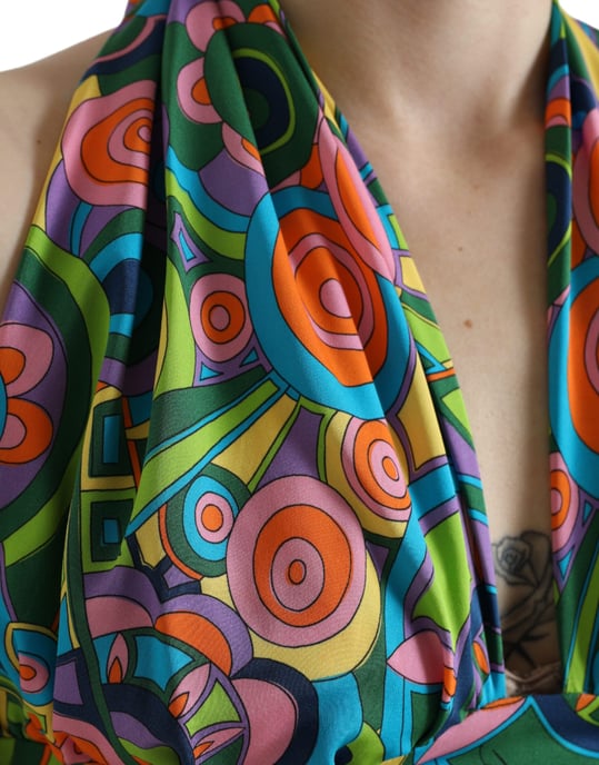 Halter Neck Crop Top Abstract Print - Image 5