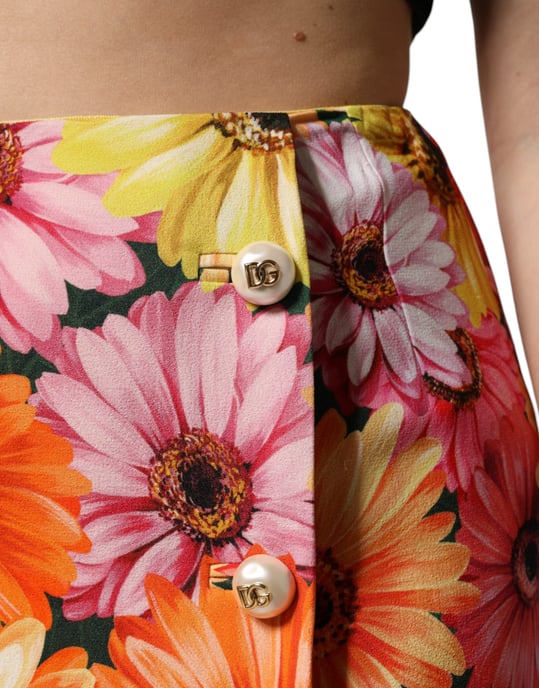 Bloemen Mini Rok Met Knopen Detail - Image 5