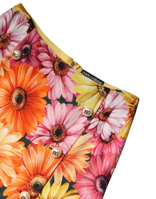 Bloemen Mini Rok Met Knopen Detail - Image 6