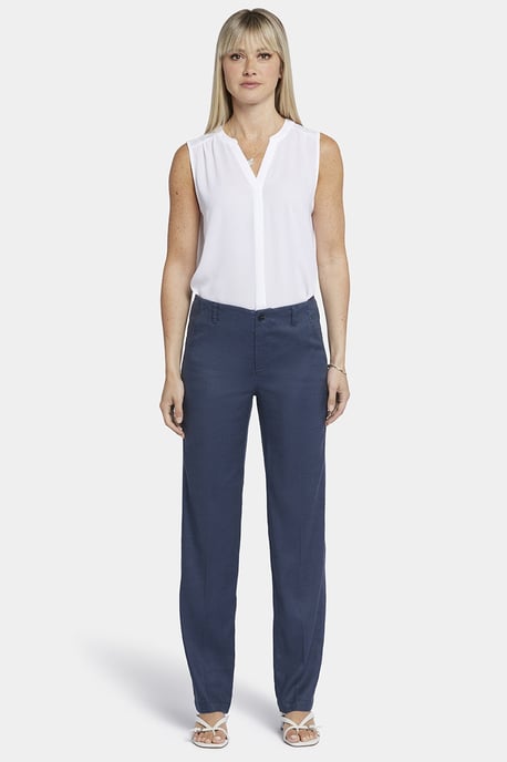 Marilyn Rechte Broek in Stretch Linnen | Oxford Marineblauw - Image 3