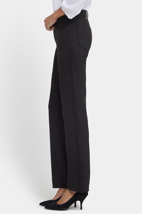 Marilyn Rechte Broek in Stretch Faux Suède | Zwart - Image 2