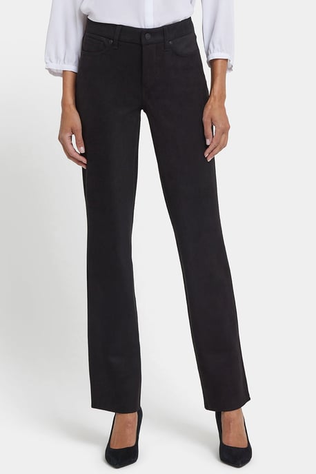 Marilyn Rechte Broek in Stretch Faux Suède | Zwart - Image 3
