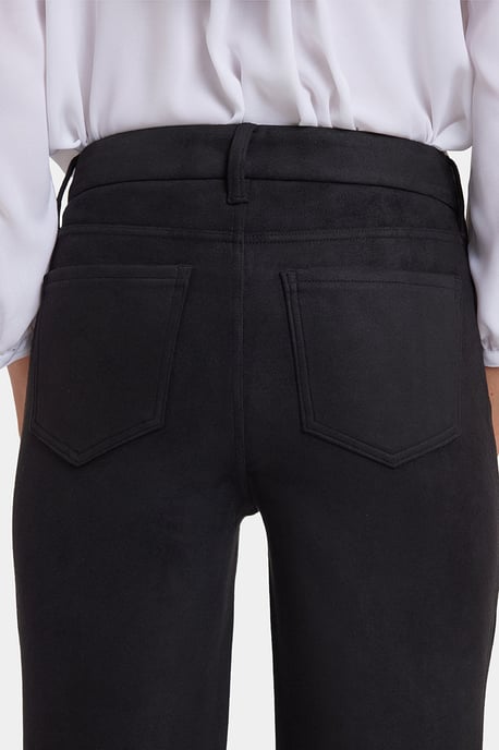 Marilyn Rechte Broek in Stretch Faux Suède | Zwart - Image 4