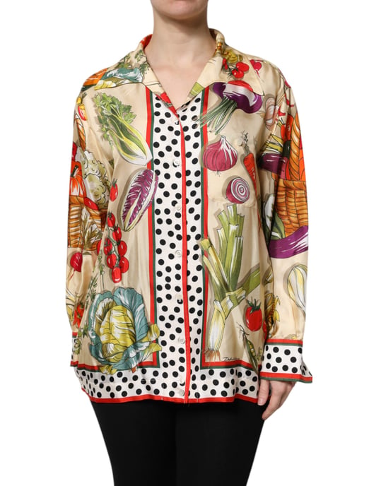 Vegetable Print Silk Shirt - Image 2