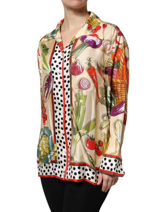Vegetable Print Silk Shirt - Image 3