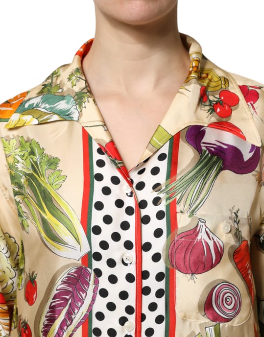 Vegetable Print Silk Shirt - Image 5