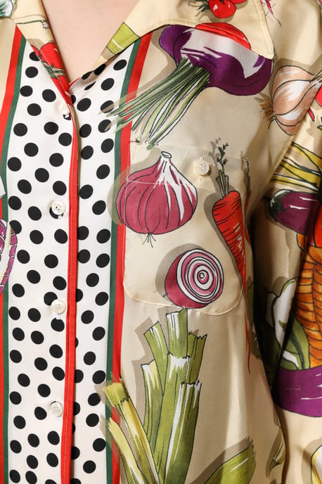 Vegetable Print Silk Shirt - Image 6