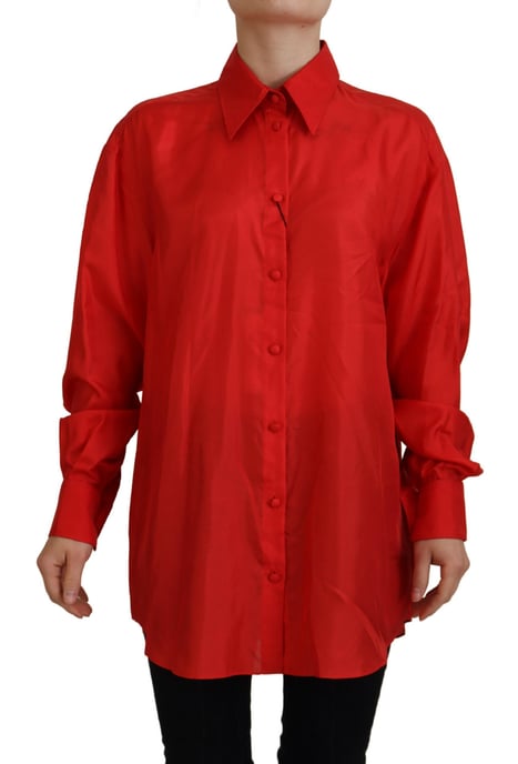 Dolce Gabbana Zijde Shirt Rood Lange Mouwen - Image 1