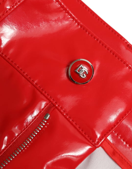 Hoge Taille Vinyl Broek Rood - Image 6