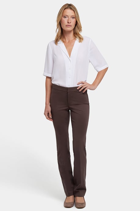 Slim Fit Broek in Ponte Knit | Koffieboon - Image 1