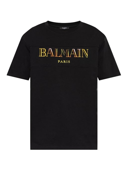 Multi-Coloured Embroidered Logo T-Shirt in Black - Image 5