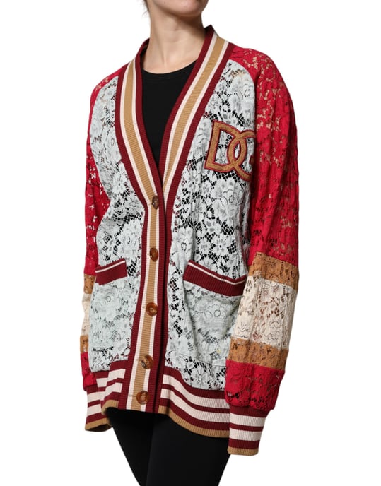 Lace Cardigan Knitwear Patchwork - Image 2