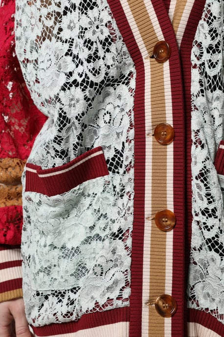 Lace Cardigan Knitwear Patchwork - Image 6