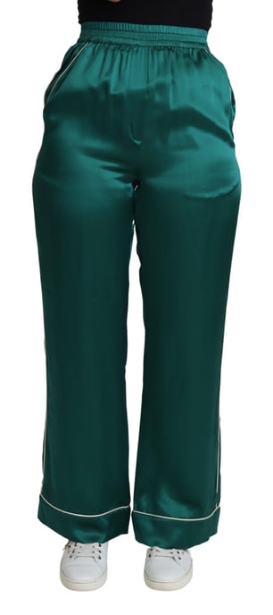 Dolce Gabbana Zijden Satijnen Broek Smaragdgroen - Image 1