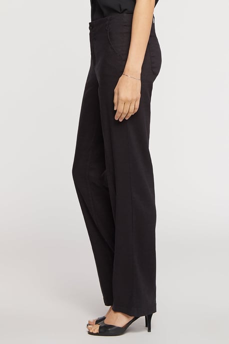 Marilyn Rechte Broek In Stretch Linnen | Zwart - Image 2