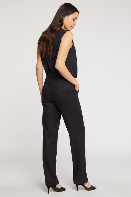 Marilyn Rechte Broek In Stretch Linnen | Zwart - Image 5