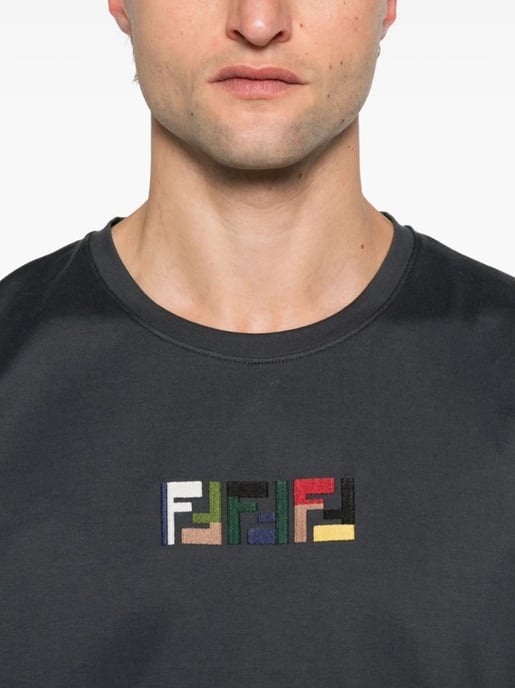 Triple FF Logo T-Shirt in Navy - Image 2