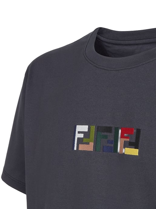 Triple FF Logo T-Shirt in Navy - Image 4