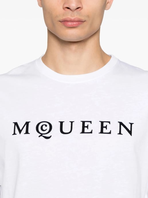 Flocked Logo T-Shirt in White - Image 1