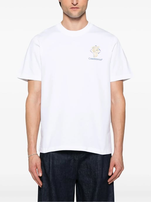 Diamond Column Printed T-Shirt in White - Image 1