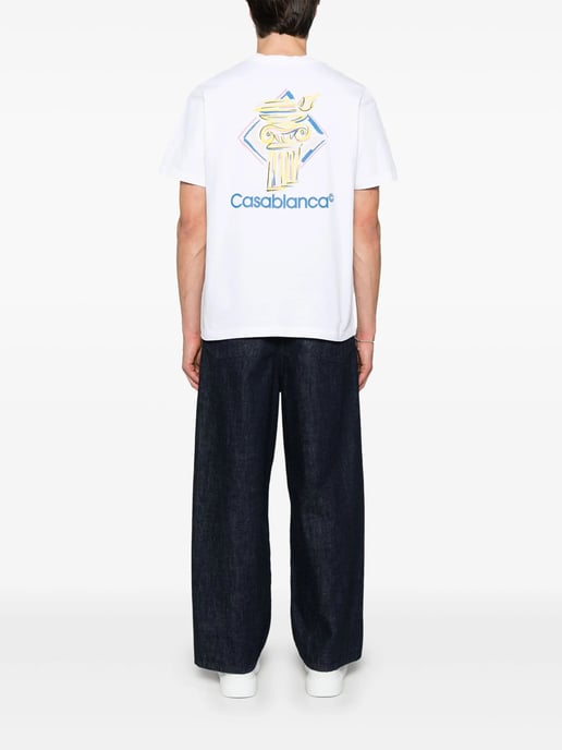 Diamond Column Printed T-Shirt in White - Image 4