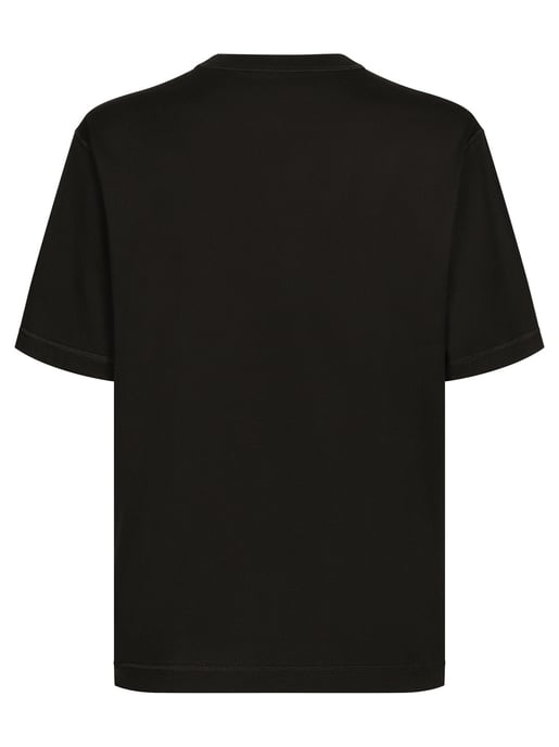 Roman Numerals Crest Embroidered Logo T-Shirt in Black - Image 3