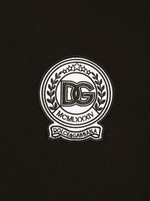 Roman Numerals Crest Embroidered Logo T-Shirt in Black - Image 4