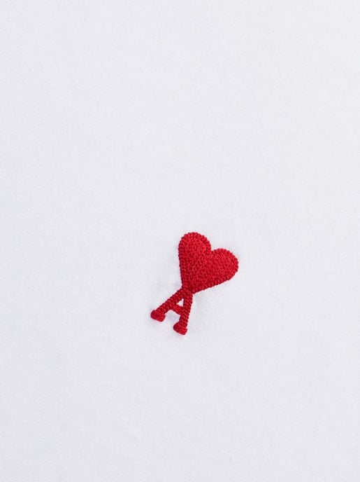 Ami De Coeur Red Embroidered Logo T-Shirt in White - Image 3