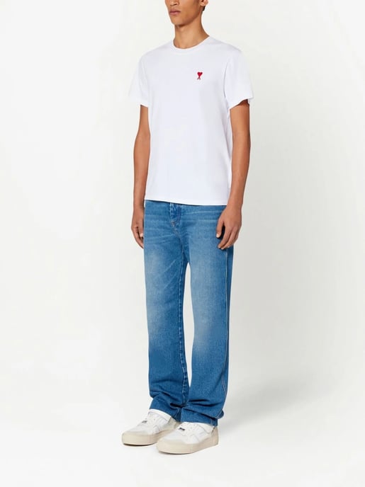 Ami De Coeur Red Embroidered Logo T-Shirt in White - Image 5