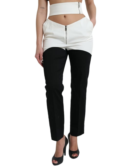 Tweekleurige Designerbroek Strak Met Rits - Image 1