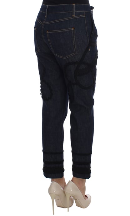 Lace-details Cropped Jeans - Image 4