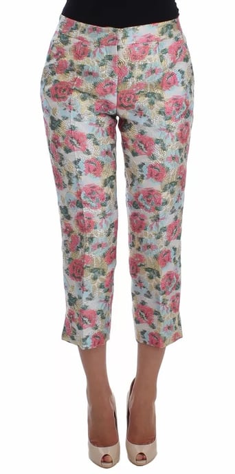 Bloemenbrokaat Broek Korte Stijl - Image 1