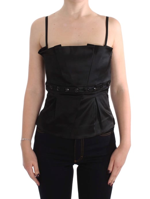 Svart satin plisserad topp - Image 1