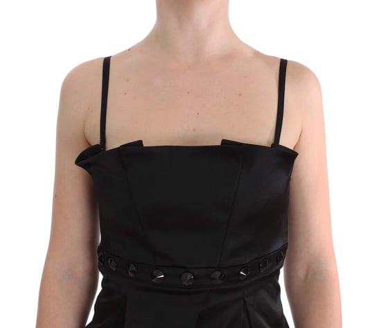 Svart satin plisserad topp - Image 4