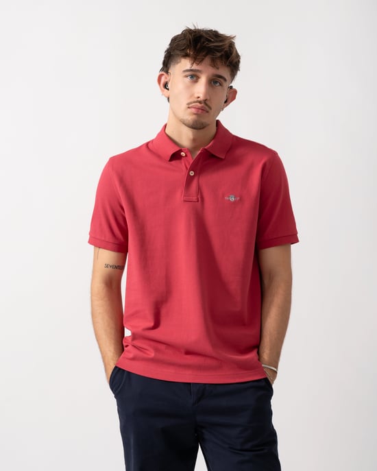 Regular Fit Pique Polo in Light Pink - Image 1